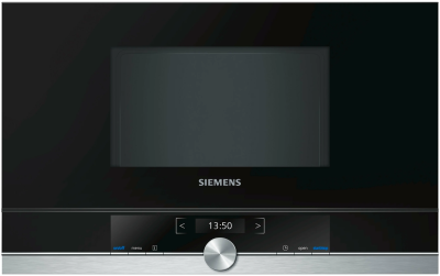 Микроволновая печь встраиваемая Siemens BF634LGS1, чёрная, серия iQ700, электронное управление, инверторное управление мощностью