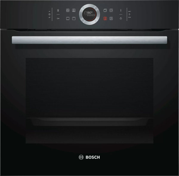 Электрический духовой шкаф Bosch HBG634BB1, Serie 8, черный, переключатель Control Ring, EcoClean