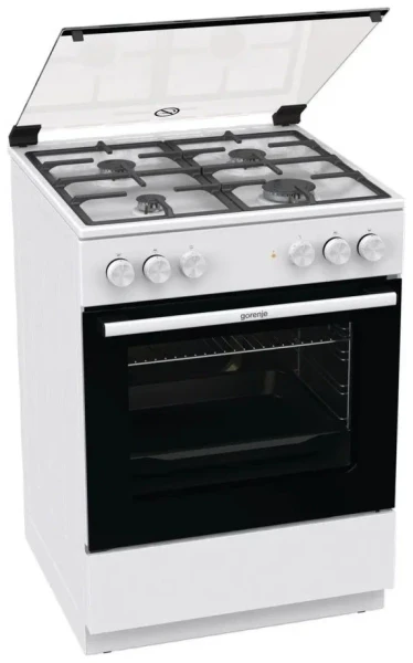 Комбинированная плита GORENJE GK6A20WF, 4 газовые конфорки, электрическая духовка, 65 л, 6 функций духовки, очистка паром AquaClean