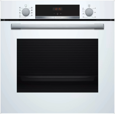 Электрический духовой шкаф Bosch HBA534BW0, белый, EcoClean, Serie 4, 7 режимов, поворотные переключатели